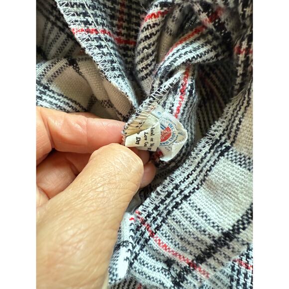 Vintage 70s Plaid Tartan A-Line Maxi Skirt Winter Red White Grunge Indie Preppy - Picture 9 of 11